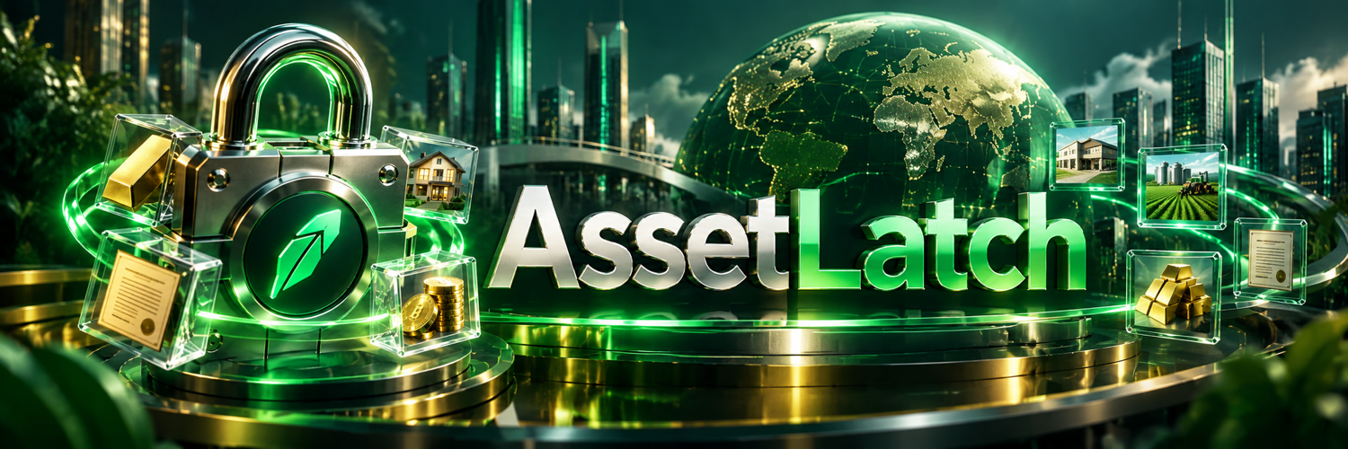 AssetLatch collateral infrastructure with a metallic lock, tokenized assets and global network